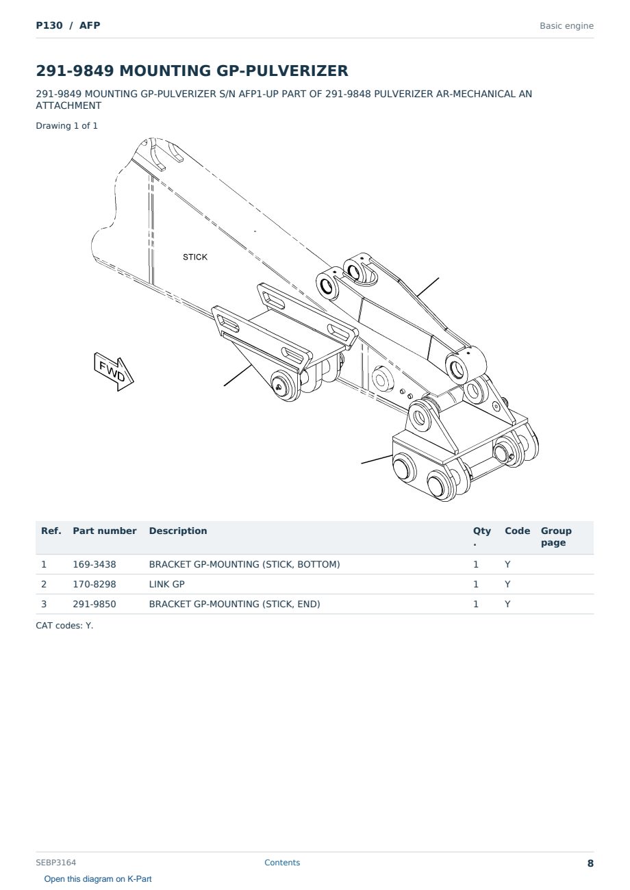 Caterpillar P130 S/N AFP Partsbook SEBP3164 (English) - sample page 8 of 10 Caterpillar P130 S/N AFP Partsbook SEBP3164 (English) - sample page 8 of 10