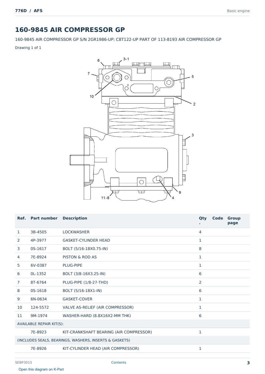 Caterpillar 776D S/N AFS Partsbook SEBP3015 (English) - sample page 3 of 10 Caterpillar 776D S/N AFS Partsbook SEBP3015 (English) - sample page 3 of 10