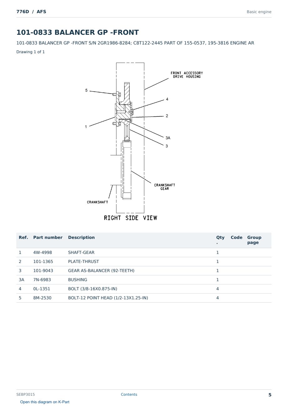 Caterpillar 776D S/N AFS Partsbook SEBP3015 (English) - sample page 5 of 10 Caterpillar 776D S/N AFS Partsbook SEBP3015 (English) - sample page 5 of 10