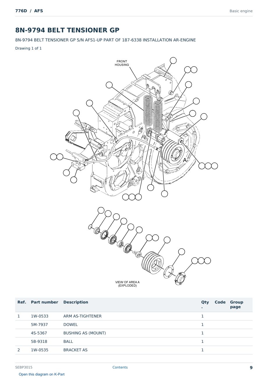 Caterpillar 776D S/N AFS Partsbook SEBP3015 (English) - sample page 9 of 10 Caterpillar 776D S/N AFS Partsbook SEBP3015 (English) - sample page 9 of 10