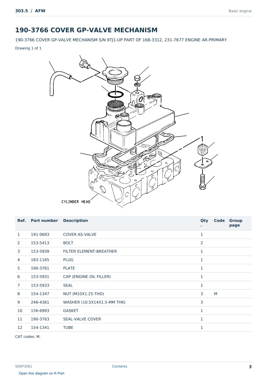 Caterpillar 303.5 S/N AFW Partsbook SEBP3061 (English) - sample page 3 of 10 Caterpillar 303.5 S/N AFW Partsbook SEBP3061 (English) - sample page 3 of 10