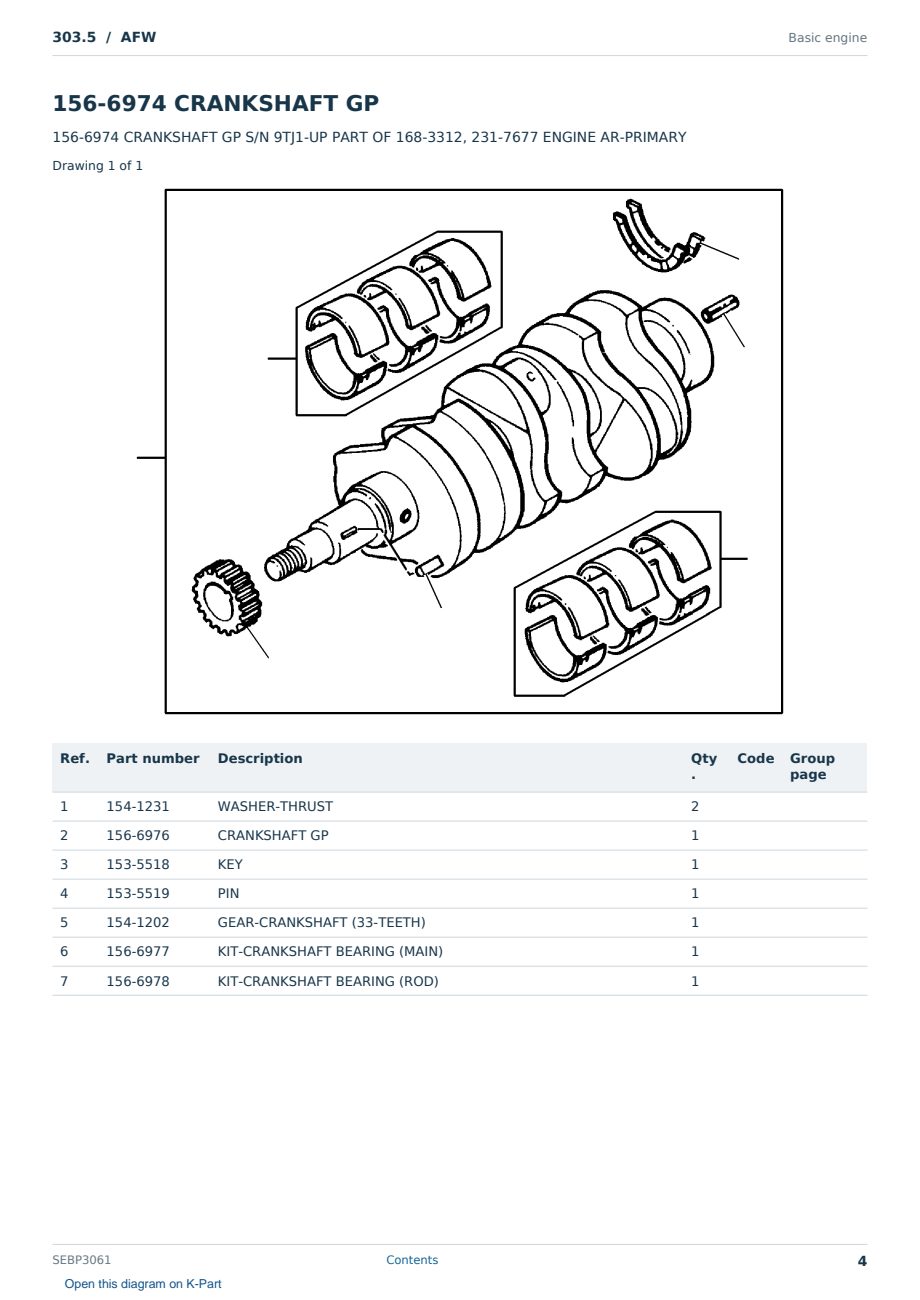 Caterpillar 303.5 S/N AFW Partsbook SEBP3061 (English) - sample page 4 of 10 Caterpillar 303.5 S/N AFW Partsbook SEBP3061 (English) - sample page 4 of 10