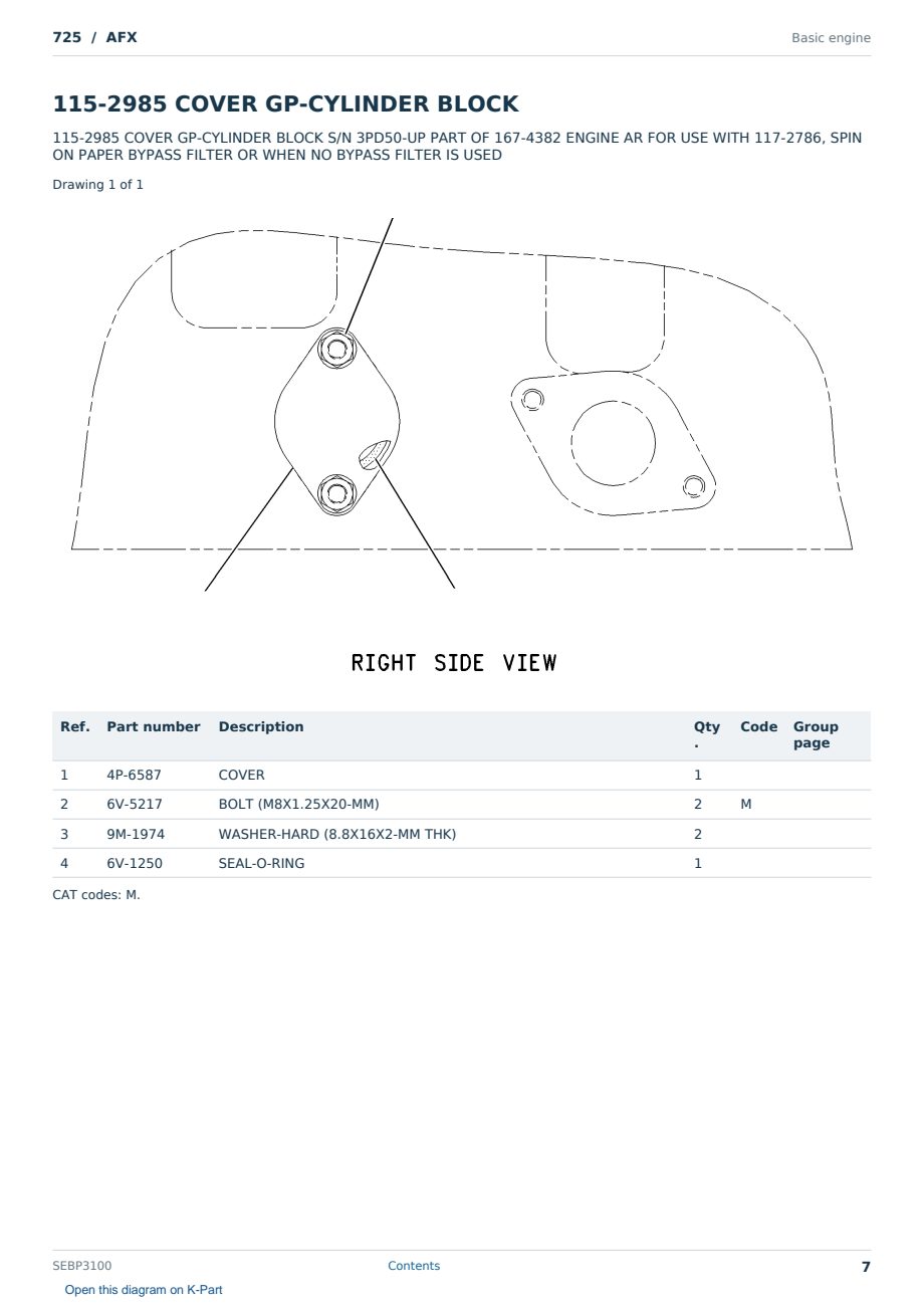Caterpillar 725 S/N AFX Partsbook SEBP3100 (English) - sample page 7 of 10 Caterpillar 725 S/N AFX Partsbook SEBP3100 (English) - sample page 7 of 10