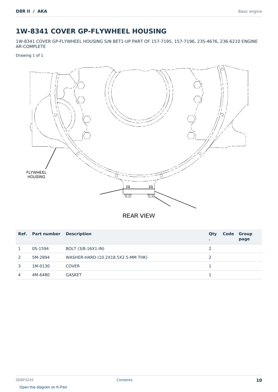 Caterpillar D8R II S/N AKA Partsbook SEBP3245 (English) - sample page 10 of 10 Caterpillar D8R II S/N AKA Partsbook SEBP3245 (English) - sample page 10 of 10