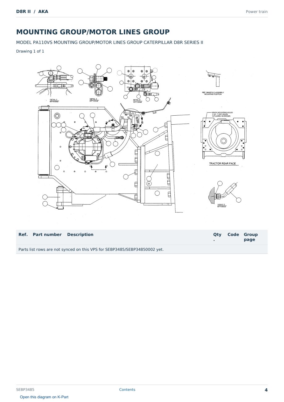 Caterpillar D8R II S/N AKA Partsbook SEBP3485 (English) - sample page 4 of 10 Caterpillar D8R II S/N AKA Partsbook SEBP3485 (English) - sample page 4 of 10