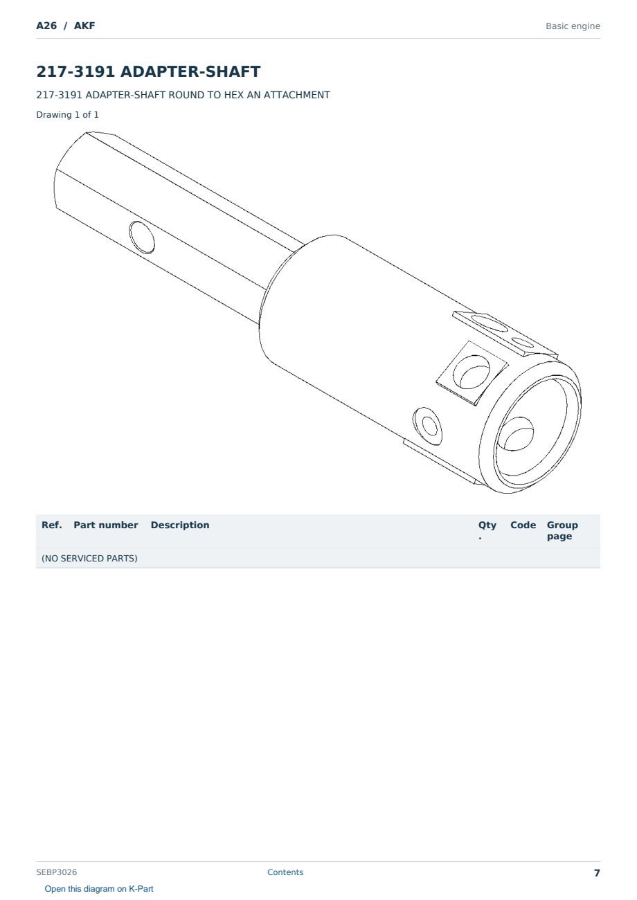 Caterpillar A26 S/N AKF Partsbook SEBP3026 (English) - sample page 7 of 10 Caterpillar A26 S/N AKF Partsbook SEBP3026 (English) - sample page 7 of 10