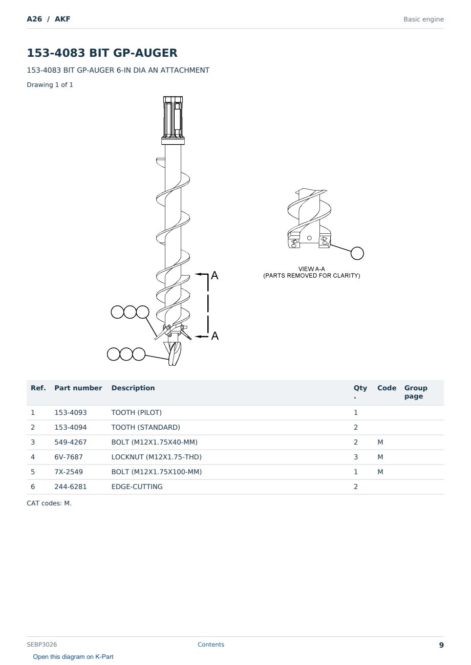 Caterpillar A26 S/N AKF Partsbook SEBP3026 (English) - sample page 9 of 10 Caterpillar A26 S/N AKF Partsbook SEBP3026 (English) - sample page 9 of 10