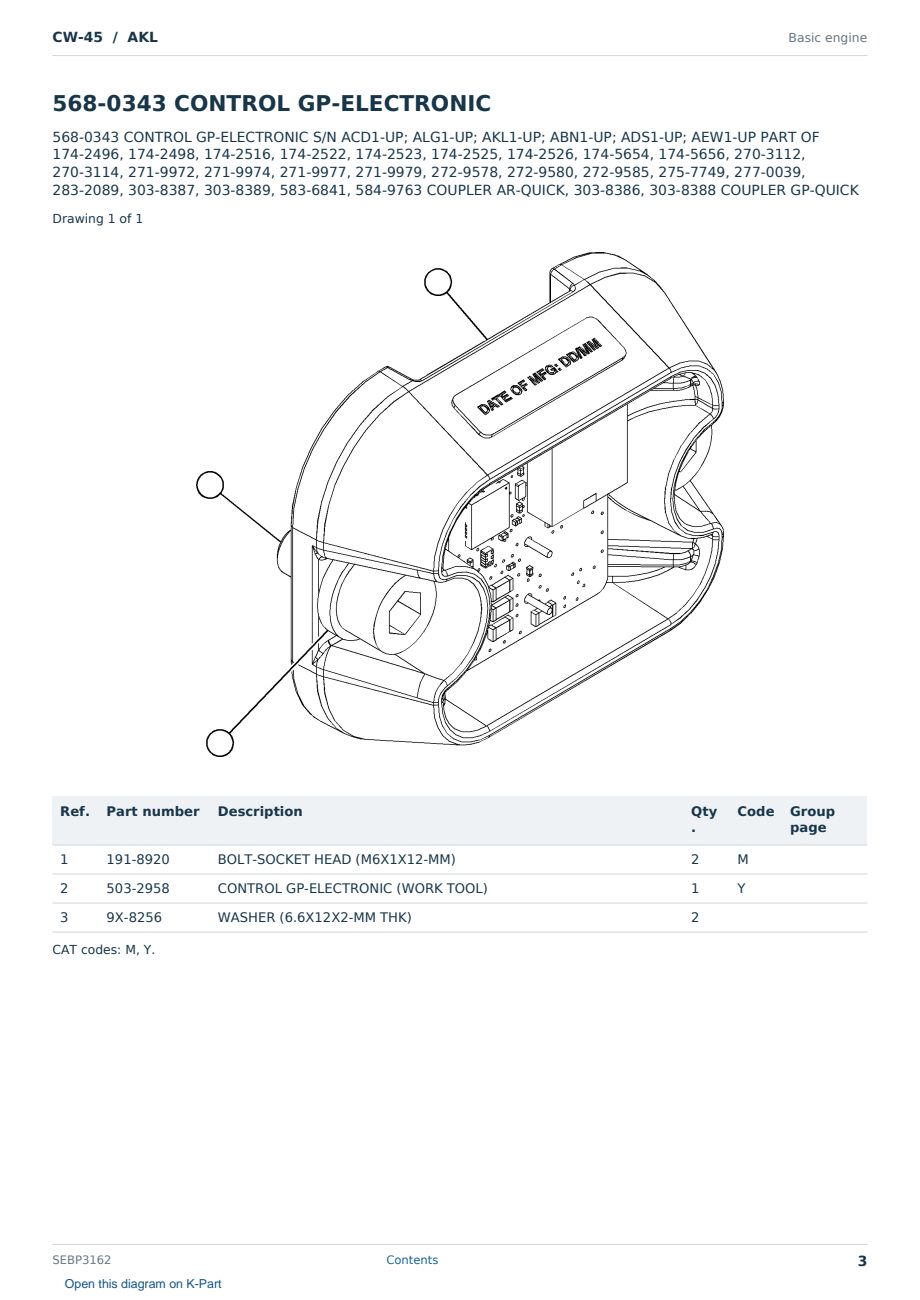 Caterpillar CW-45 S/N AKL Partsbook SEBP3162 (English) - sample page 3 of 10 Caterpillar CW-45 S/N AKL Partsbook SEBP3162 (English) - sample page 3 of 10