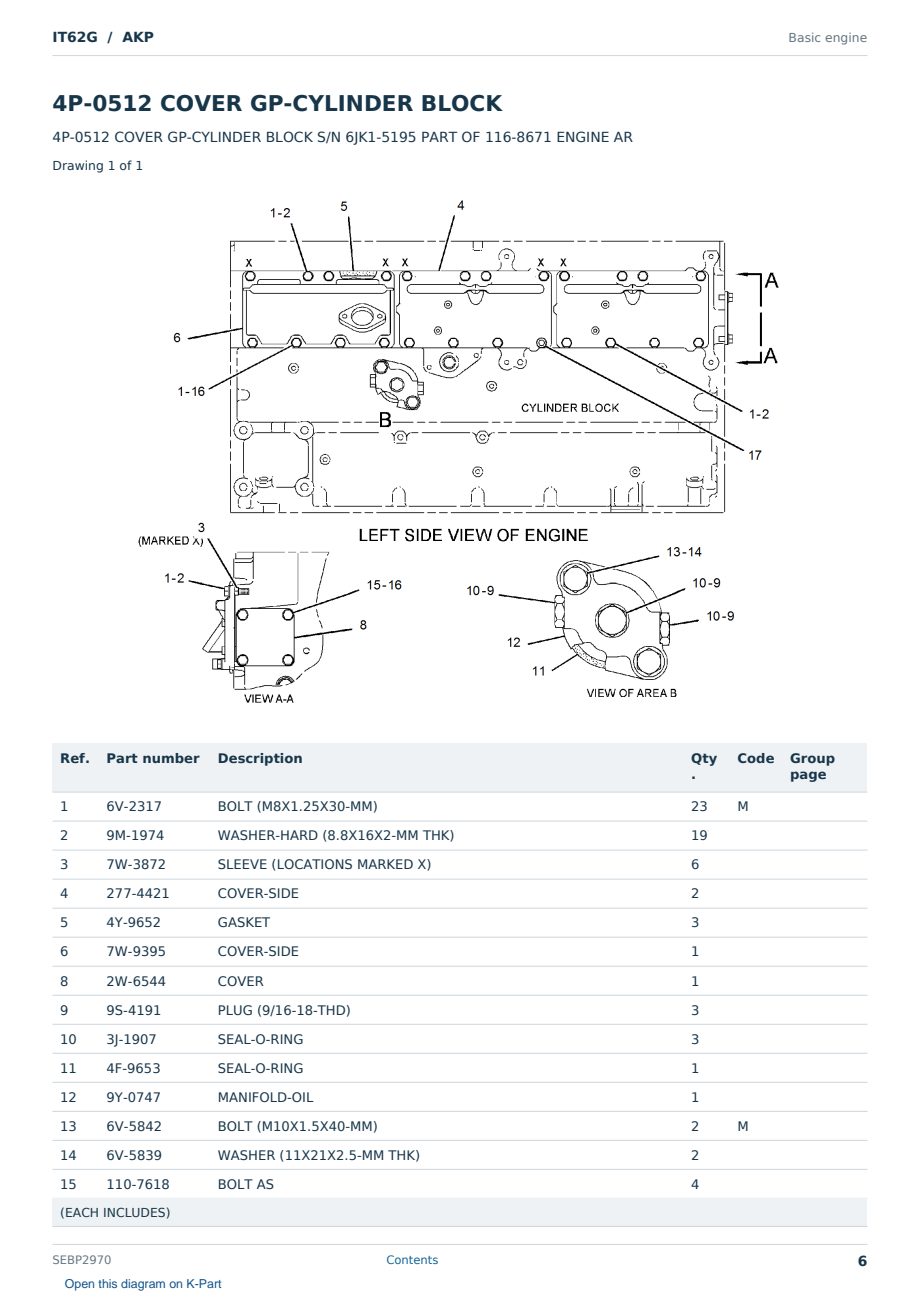 Caterpillar IT62G S/N AKP Partsbook SEBP2970 (English) - sample page 6 of 10 Caterpillar IT62G S/N AKP Partsbook SEBP2970 (English) - sample page 6 of 10