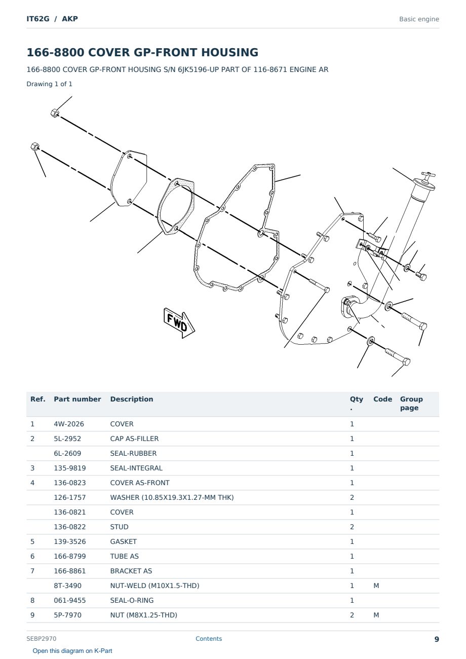 Caterpillar IT62G S/N AKP Partsbook SEBP2970 (English) - sample page 9 of 10 Caterpillar IT62G S/N AKP Partsbook SEBP2970 (English) - sample page 9 of 10
