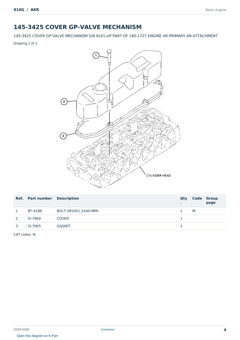 Caterpillar 910G S/N AKR Partsbook SEBP3098 (English) - sample page 4 of 10 Caterpillar 910G S/N AKR Partsbook SEBP3098 (English) - sample page 4 of 10