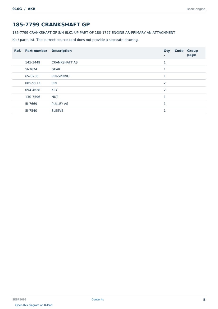 Caterpillar 910G S/N AKR Partsbook SEBP3098 (English) - sample page 5 of 10 Caterpillar 910G S/N AKR Partsbook SEBP3098 (English) - sample page 5 of 10