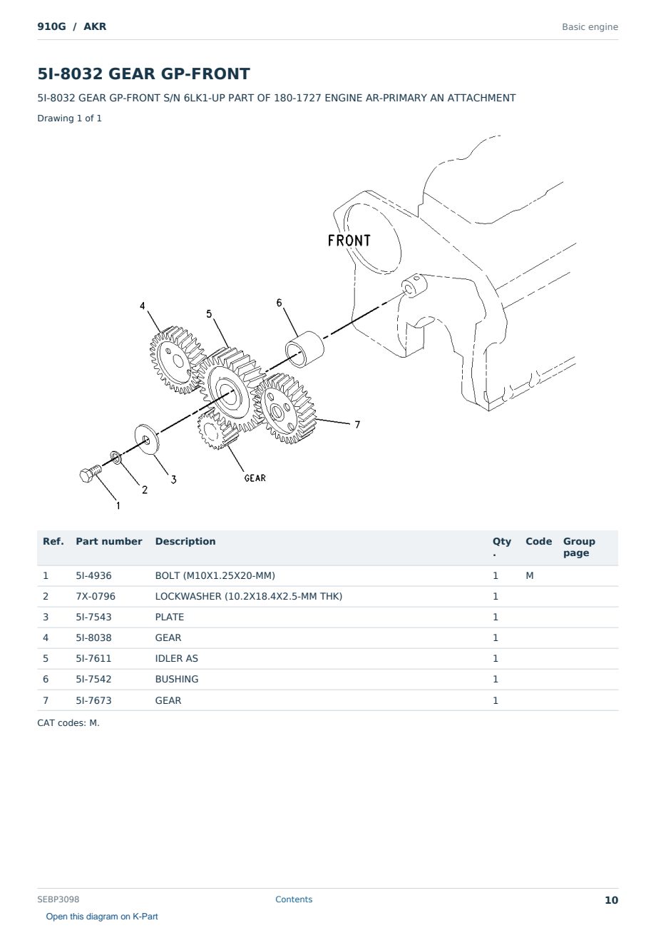 Caterpillar 910G S/N AKR Partsbook SEBP3098 (English) - sample page 10 of 10 Caterpillar 910G S/N AKR Partsbook SEBP3098 (English) - sample page 10 of 10