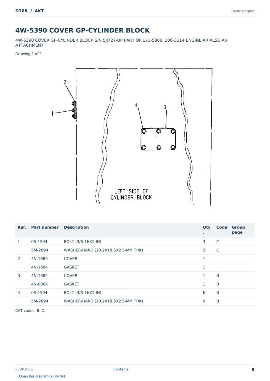 Caterpillar D10R S/N AKT Partsbook SEBP3086 (English) - sample page 8 of 10 Caterpillar D10R S/N AKT Partsbook SEBP3086 (English) - sample page 8 of 10