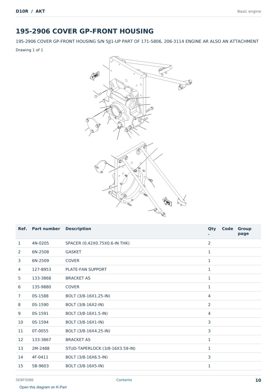 Caterpillar D10R S/N AKT Partsbook SEBP3086 (English) - sample page 10 of 10 Caterpillar D10R S/N AKT Partsbook SEBP3086 (English) - sample page 10 of 10