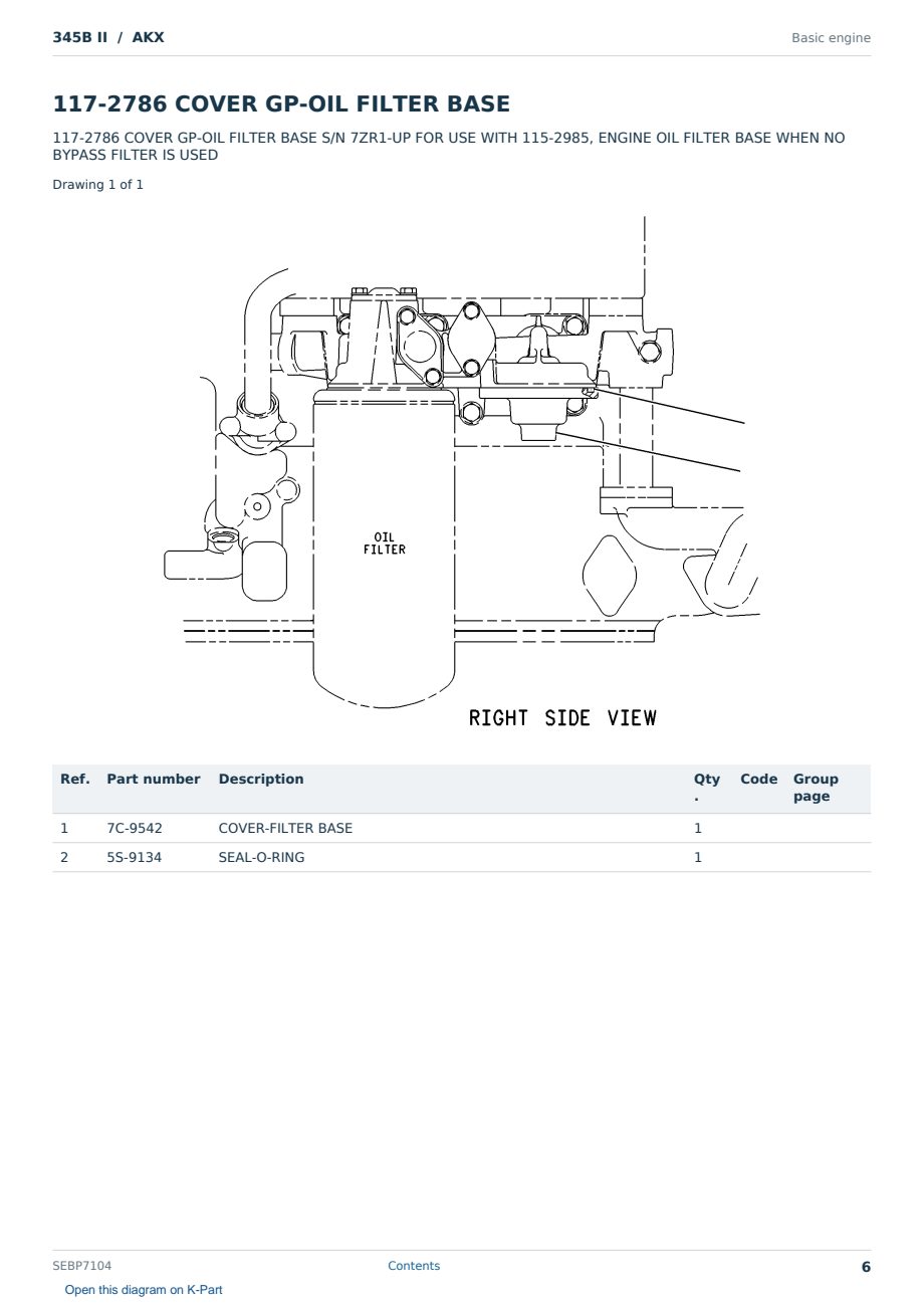 Caterpillar 345B II S/N AKX Partsbook SEBP7104 (English) - sample page 6 of 10 Caterpillar 345B II S/N AKX Partsbook SEBP7104 (English) - sample page 6 of 10