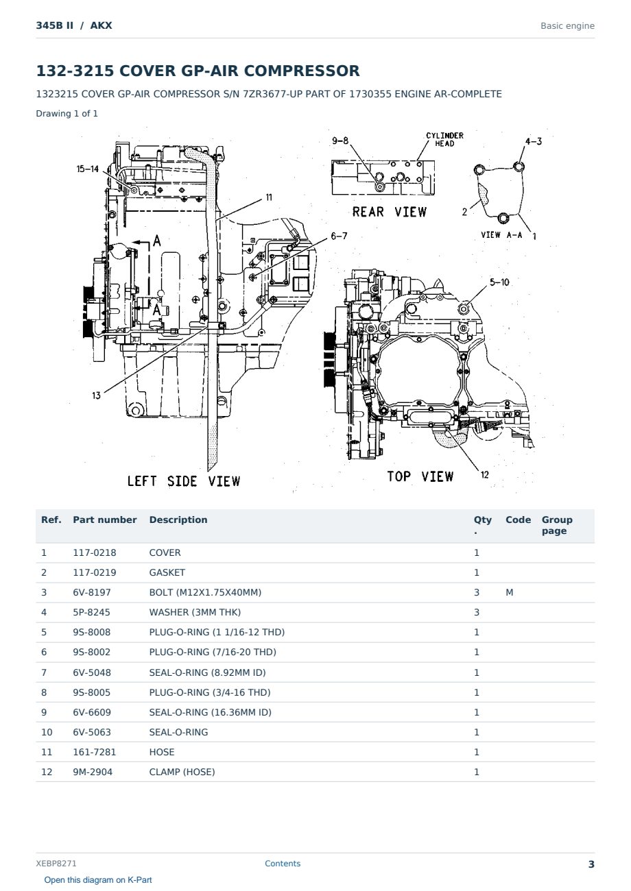 Caterpillar 345B II S/N AKX Partsbook XEBP8271 (English) - sample page 3 of 10 Caterpillar 345B II S/N AKX Partsbook XEBP8271 (English) - sample page 3 of 10