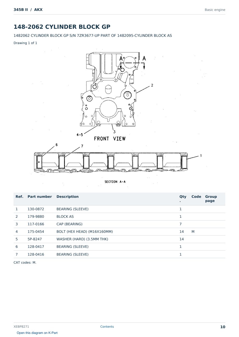 Caterpillar 345B II S/N AKX Partsbook XEBP8271 (English) - sample page 10 of 10 Caterpillar 345B II S/N AKX Partsbook XEBP8271 (English) - sample page 10 of 10
