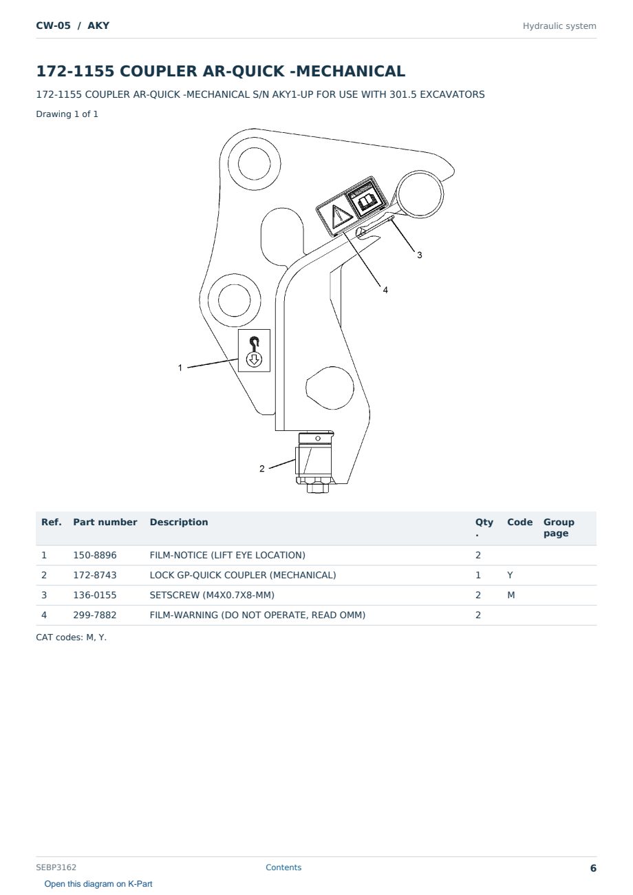Caterpillar CW-05 S/N AKY Partsbook SEBP3162 (English) - sample page 6 of 10 Caterpillar CW-05 S/N AKY Partsbook SEBP3162 (English) - sample page 6 of 10