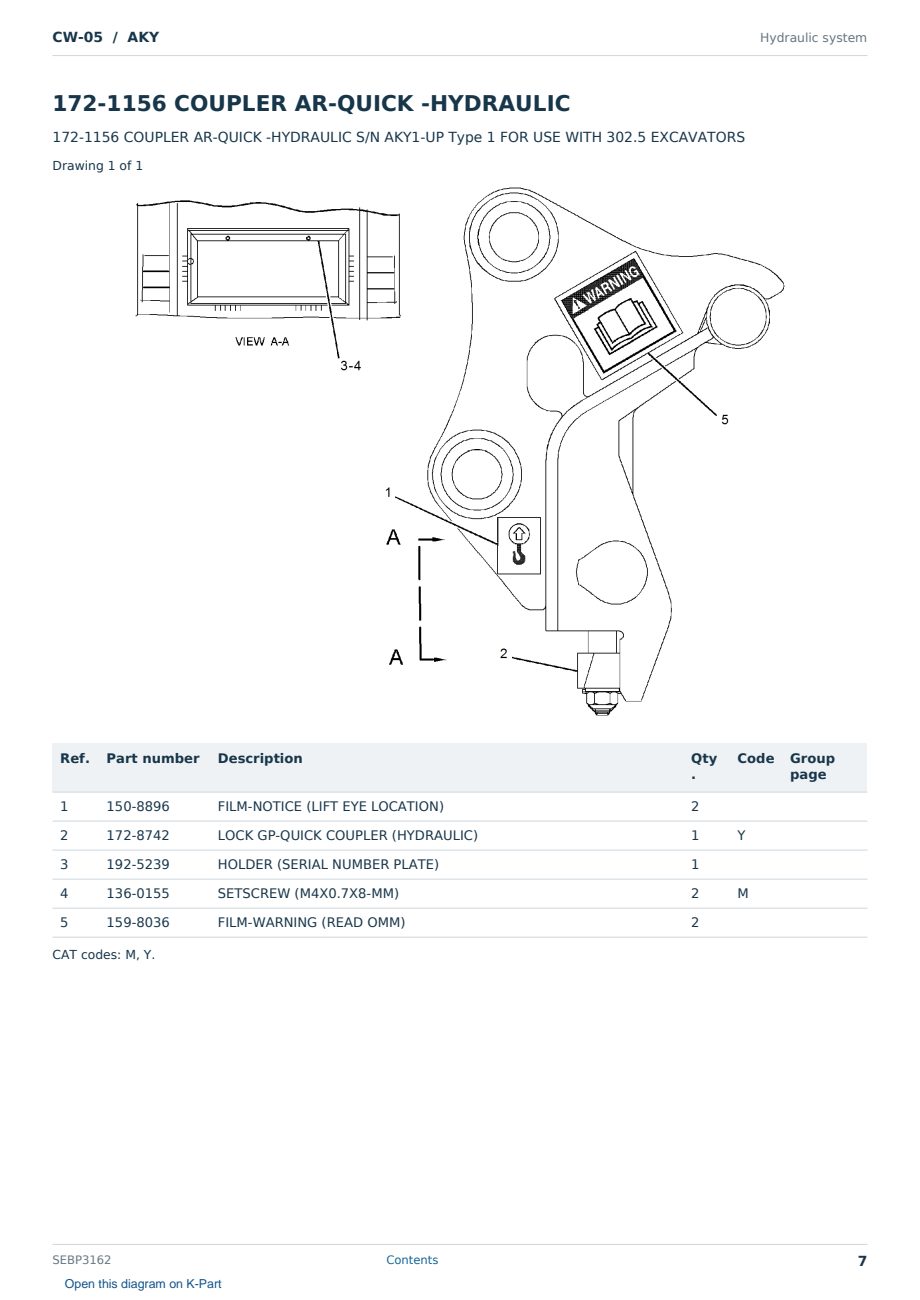 Caterpillar CW-05 S/N AKY Partsbook SEBP3162 (English) - sample page 7 of 10 Caterpillar CW-05 S/N AKY Partsbook SEBP3162 (English) - sample page 7 of 10
