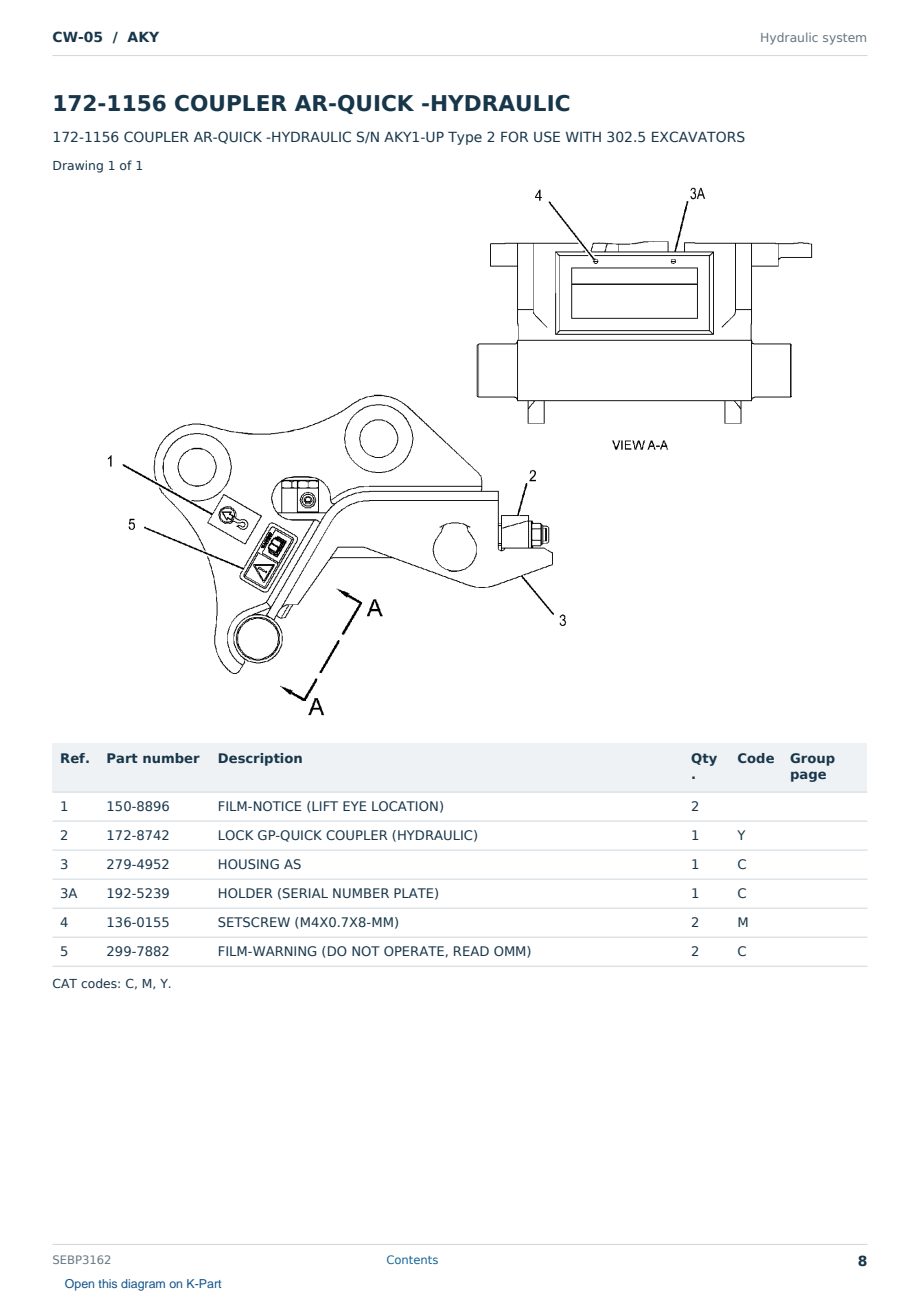 Caterpillar CW-05 S/N AKY Partsbook SEBP3162 (English) - sample page 8 of 10 Caterpillar CW-05 S/N AKY Partsbook SEBP3162 (English) - sample page 8 of 10
