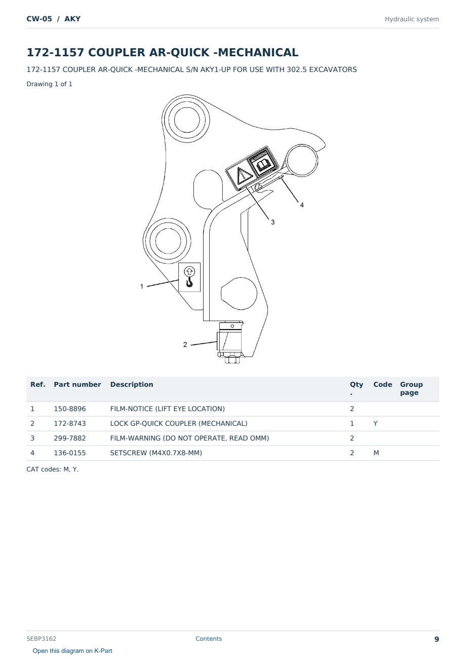 Caterpillar CW-05 S/N AKY Partsbook SEBP3162 (English) - sample page 9 of 10 Caterpillar CW-05 S/N AKY Partsbook SEBP3162 (English) - sample page 9 of 10