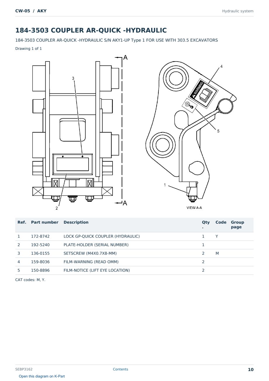 Caterpillar CW-05 S/N AKY Partsbook SEBP3162 (English) - sample page 10 of 10 Caterpillar CW-05 S/N AKY Partsbook SEBP3162 (English) - sample page 10 of 10