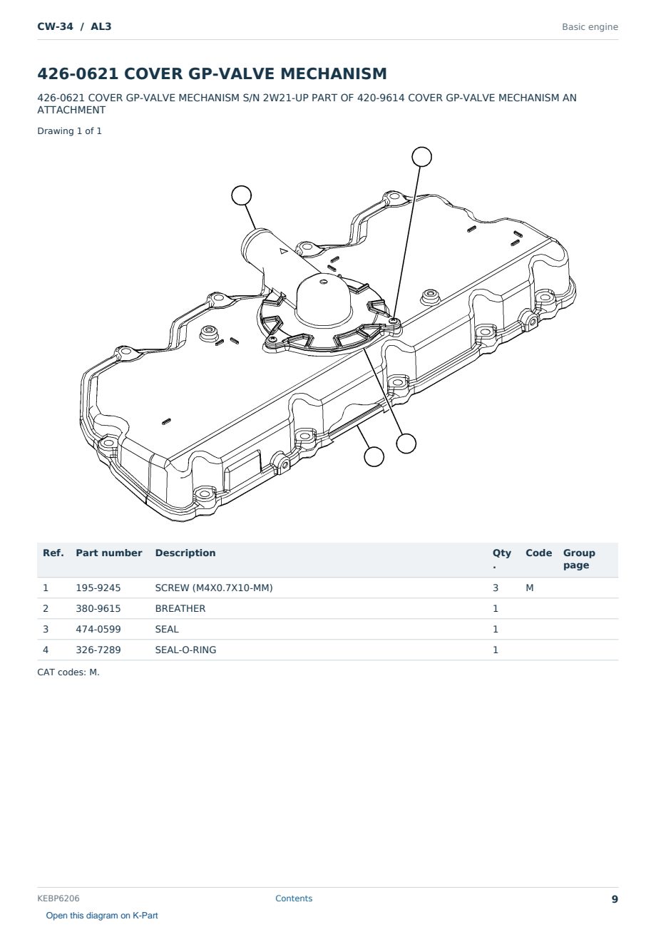 Caterpillar CW-34 S/N AL3 Partsbook KEBP6206 (English) - sample page 9 of 10 Caterpillar CW-34 S/N AL3 Partsbook KEBP6206 (English) - sample page 9 of 10