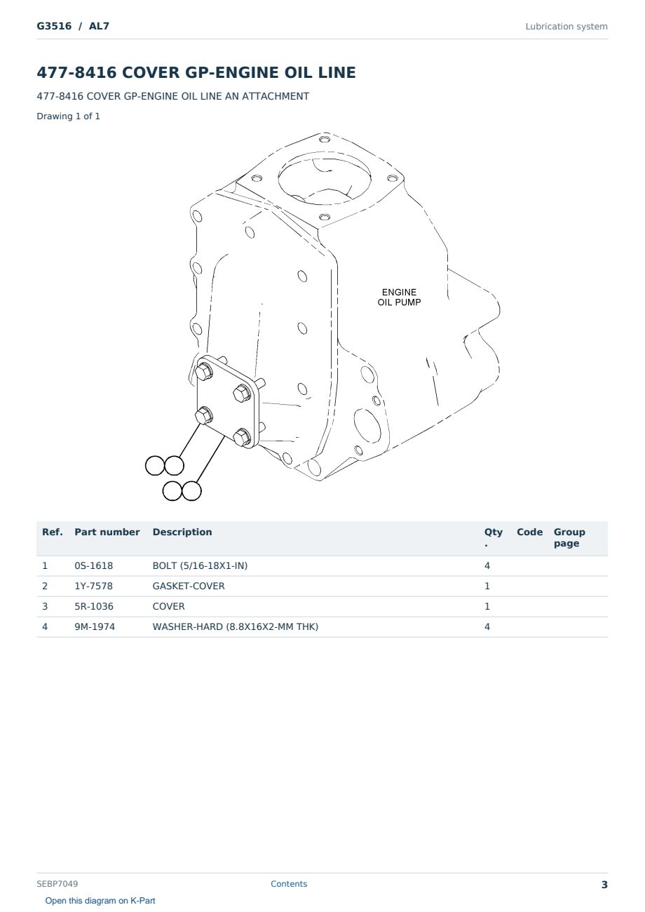 Caterpillar G3516 S/N AL7 Partsbook SEBP7049 (English) - sample page 3 of 10 Caterpillar G3516 S/N AL7 Partsbook SEBP7049 (English) - sample page 3 of 10