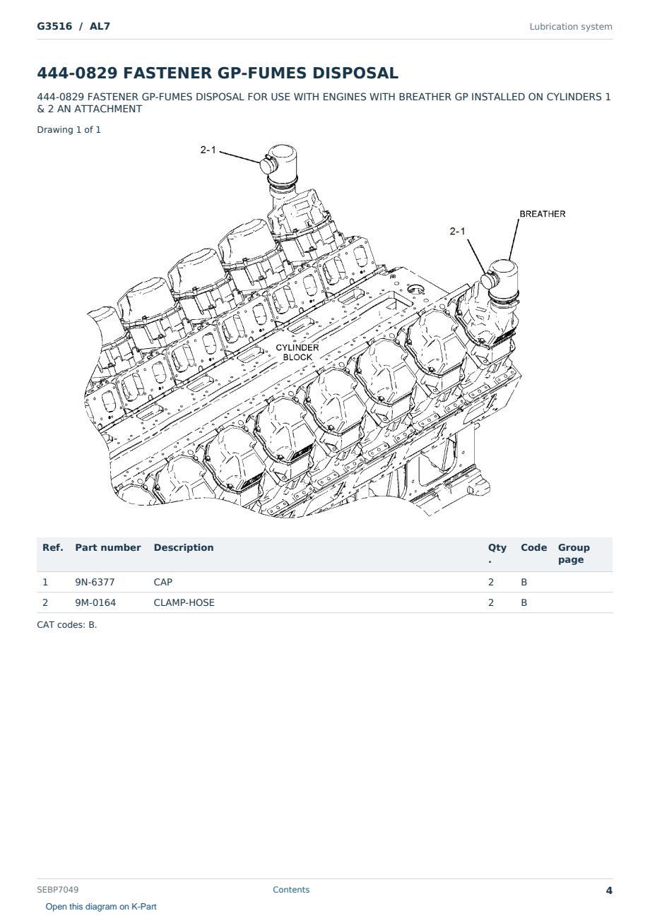 Caterpillar G3516 S/N AL7 Partsbook SEBP7049 (English) - sample page 4 of 10 Caterpillar G3516 S/N AL7 Partsbook SEBP7049 (English) - sample page 4 of 10