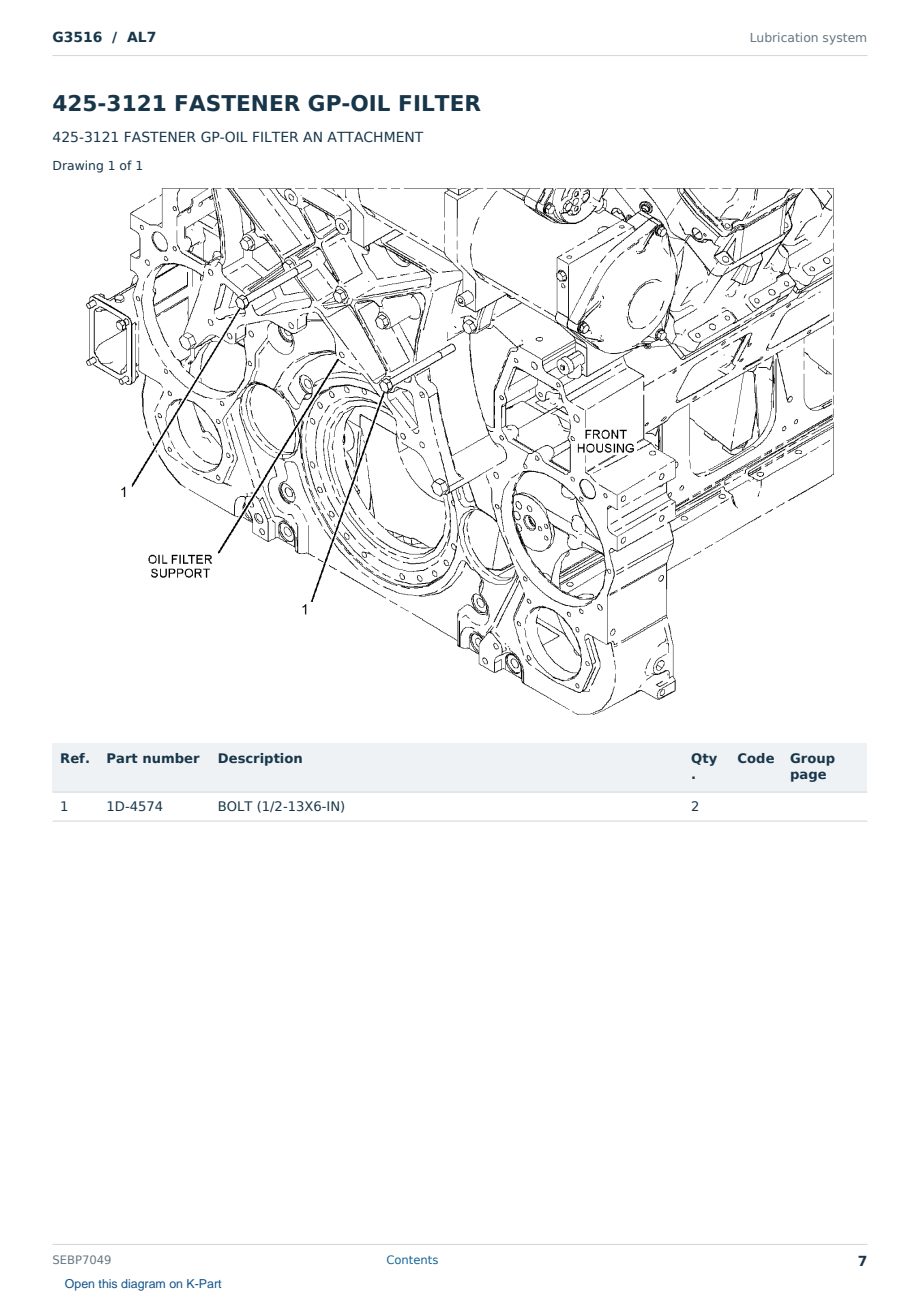 Caterpillar G3516 S/N AL7 Partsbook SEBP7049 (English) - sample page 7 of 10 Caterpillar G3516 S/N AL7 Partsbook SEBP7049 (English) - sample page 7 of 10