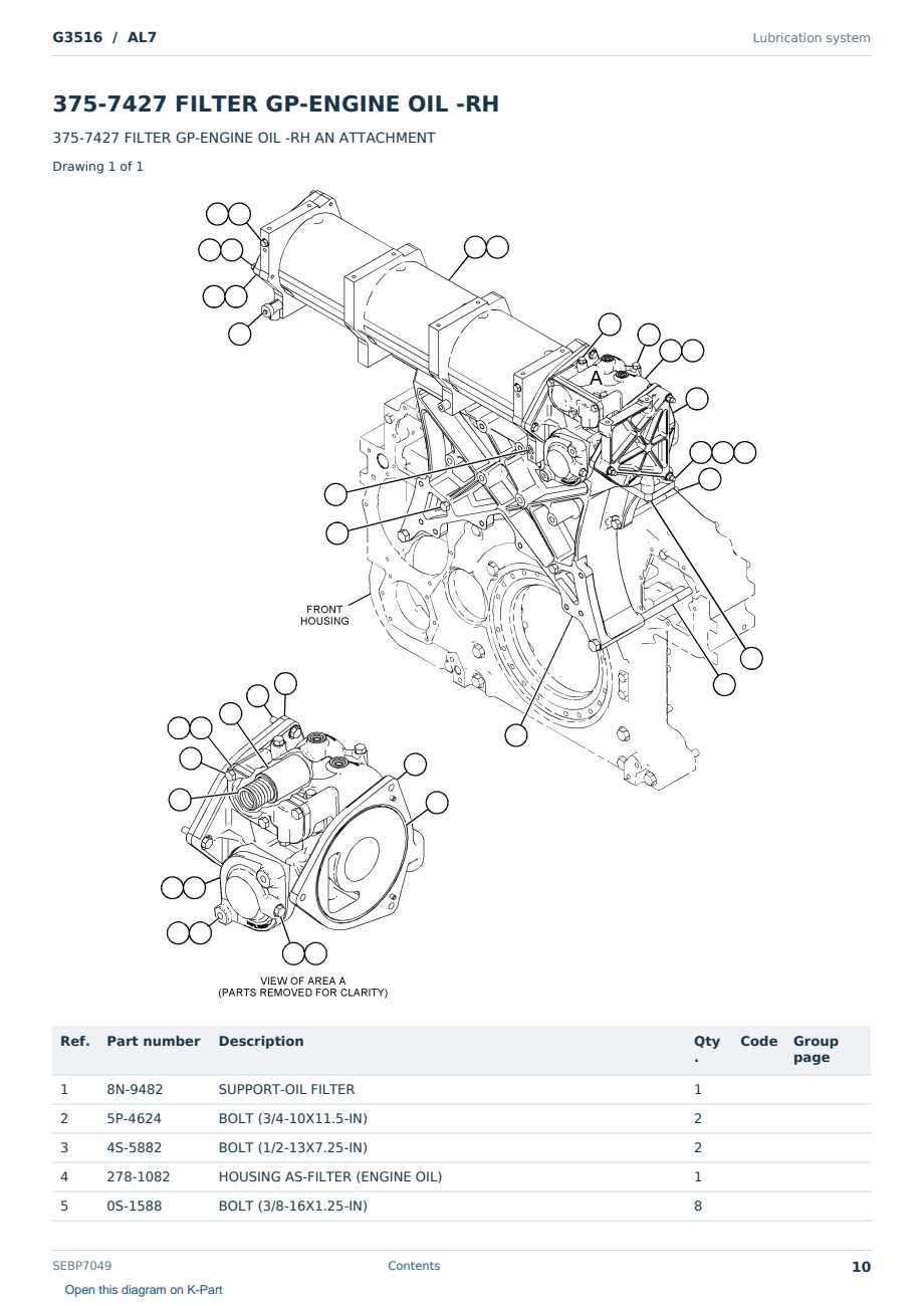 Caterpillar G3516 S/N AL7 Partsbook SEBP7049 (English) - sample page 10 of 10 Caterpillar G3516 S/N AL7 Partsbook SEBP7049 (English) - sample page 10 of 10