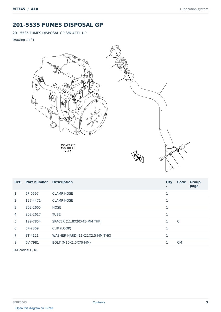 Caterpillar MT745 S/N ALA Partsbook SEBP3063 (English) - sample page 7 of 10 Caterpillar MT745 S/N ALA Partsbook SEBP3063 (English) - sample page 7 of 10