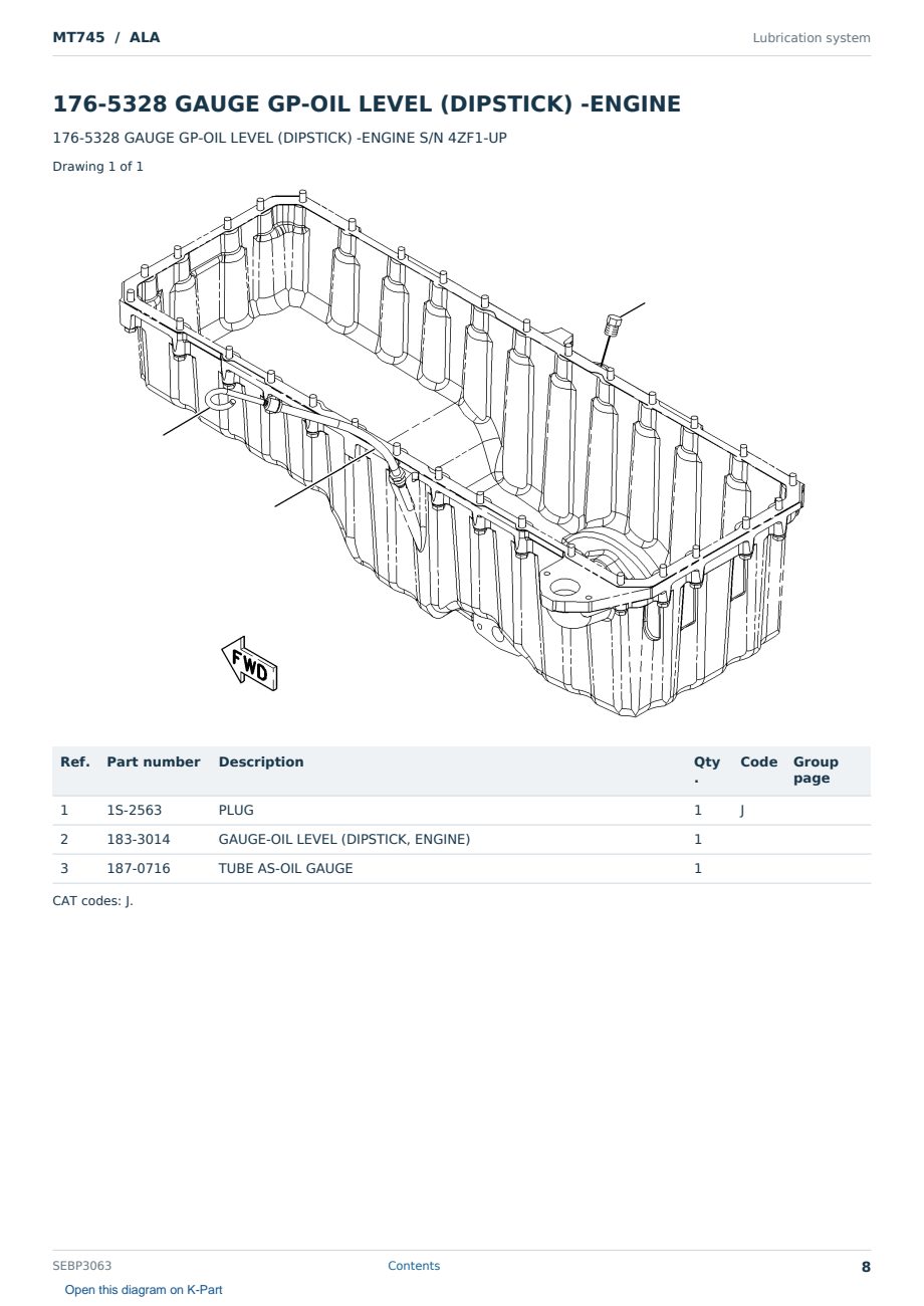 Caterpillar MT745 S/N ALA Partsbook SEBP3063 (English) - sample page 8 of 10 Caterpillar MT745 S/N ALA Partsbook SEBP3063 (English) - sample page 8 of 10