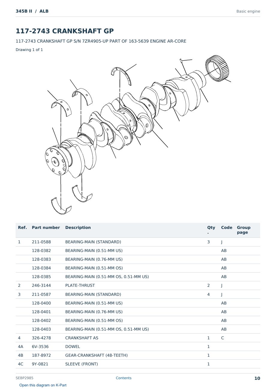Caterpillar 345B II S/N ALB Partsbook SEBP2985 (English) - sample page 10 of 10 Caterpillar 345B II S/N ALB Partsbook SEBP2985 (English) - sample page 10 of 10