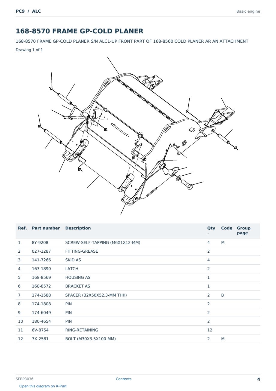 Caterpillar PC9 S/N ALC Partsbook SEBP3036 (English) - sample page 4 of 10 Caterpillar PC9 S/N ALC Partsbook SEBP3036 (English) - sample page 4 of 10