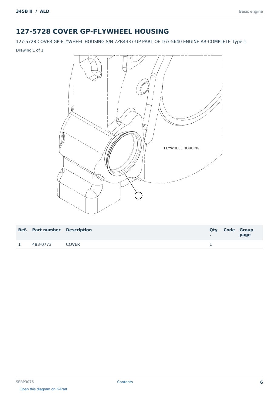Caterpillar 345B II S/N ALD Partsbook SEBP3076 (English) - sample page 6 of 10 Caterpillar 345B II S/N ALD Partsbook SEBP3076 (English) - sample page 6 of 10