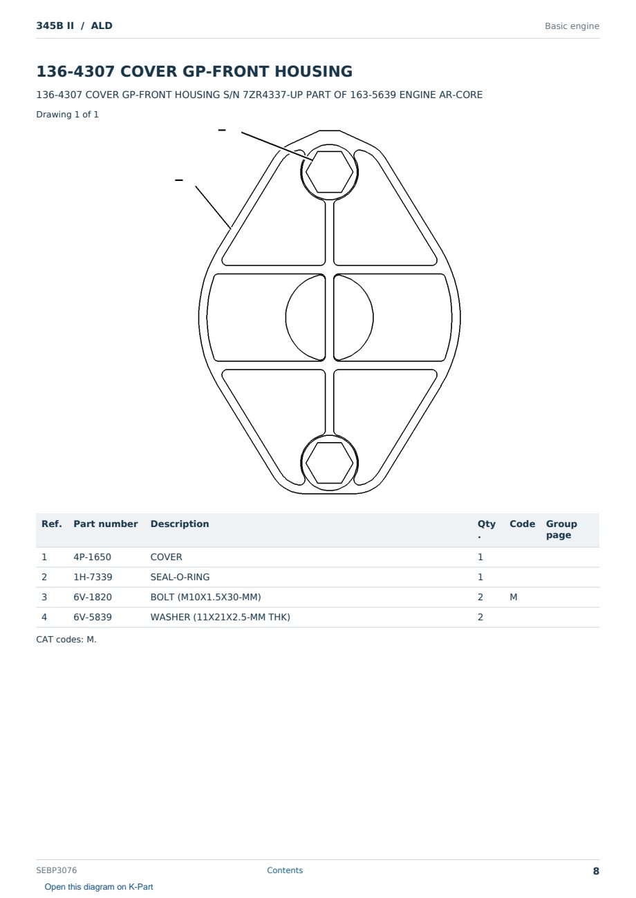 Caterpillar 345B II S/N ALD Partsbook SEBP3076 (English) - sample page 8 of 10 Caterpillar 345B II S/N ALD Partsbook SEBP3076 (English) - sample page 8 of 10
