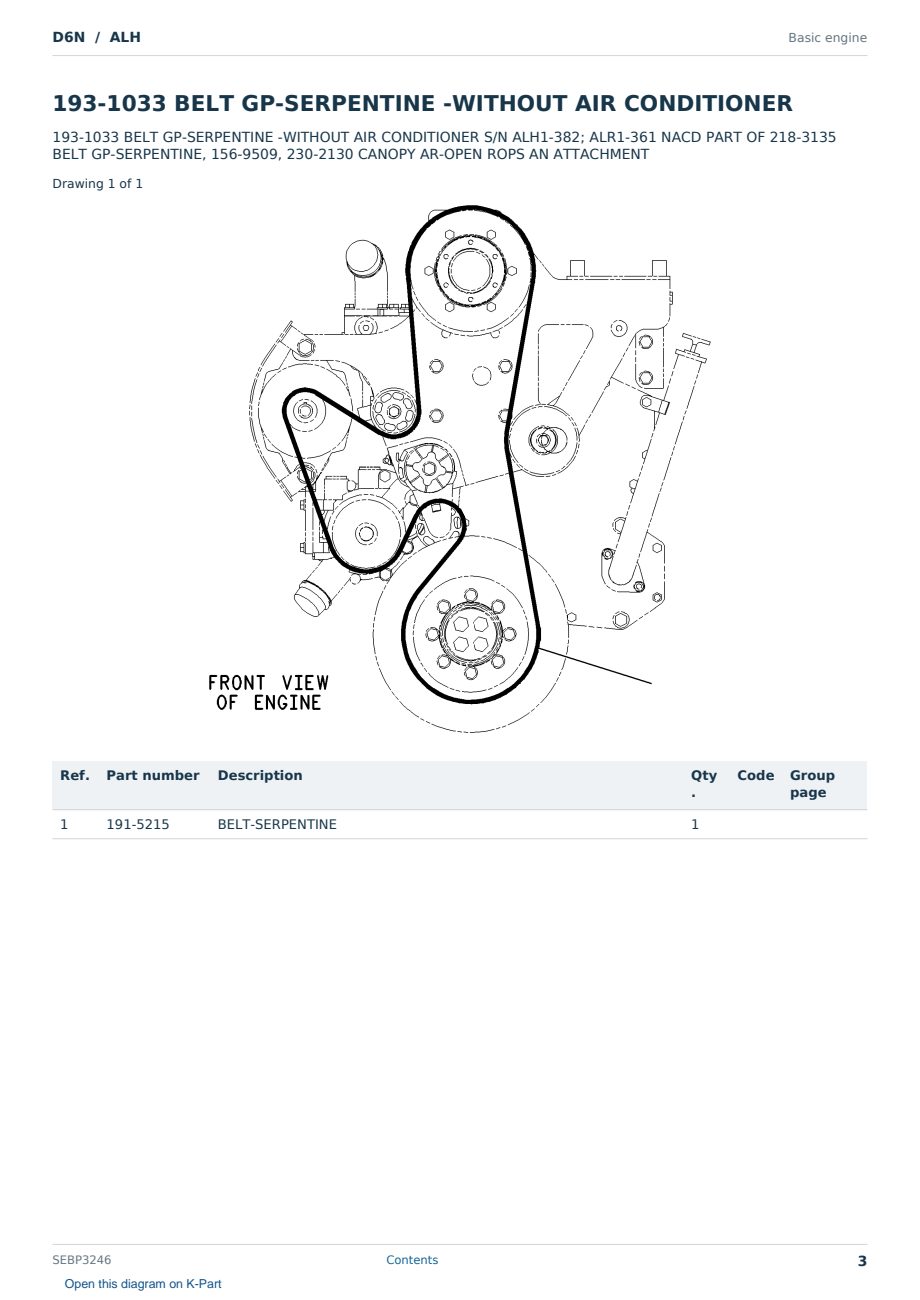 Caterpillar D6N S/N ALH Partsbook SEBP3246 (English) - sample page 3 of 10 Caterpillar D6N S/N ALH Partsbook SEBP3246 (English) - sample page 3 of 10