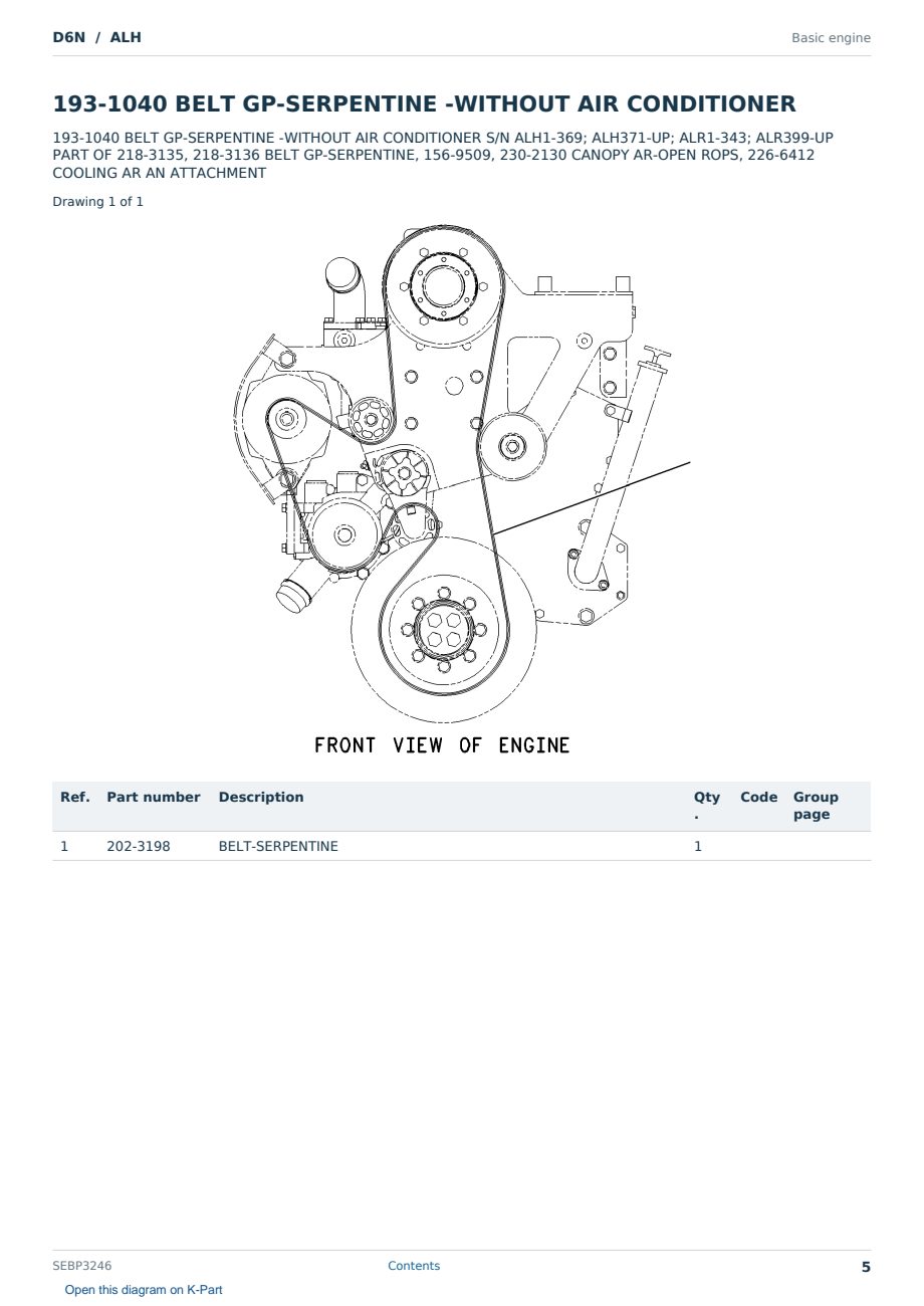 Caterpillar D6N S/N ALH Partsbook SEBP3246 (English) - sample page 5 of 10 Caterpillar D6N S/N ALH Partsbook SEBP3246 (English) - sample page 5 of 10