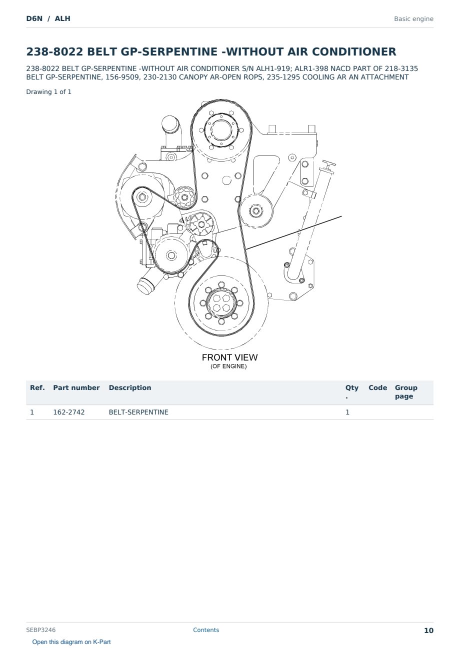 Caterpillar D6N S/N ALH Partsbook SEBP3246 (English) - sample page 10 of 10 Caterpillar D6N S/N ALH Partsbook SEBP3246 (English) - sample page 10 of 10