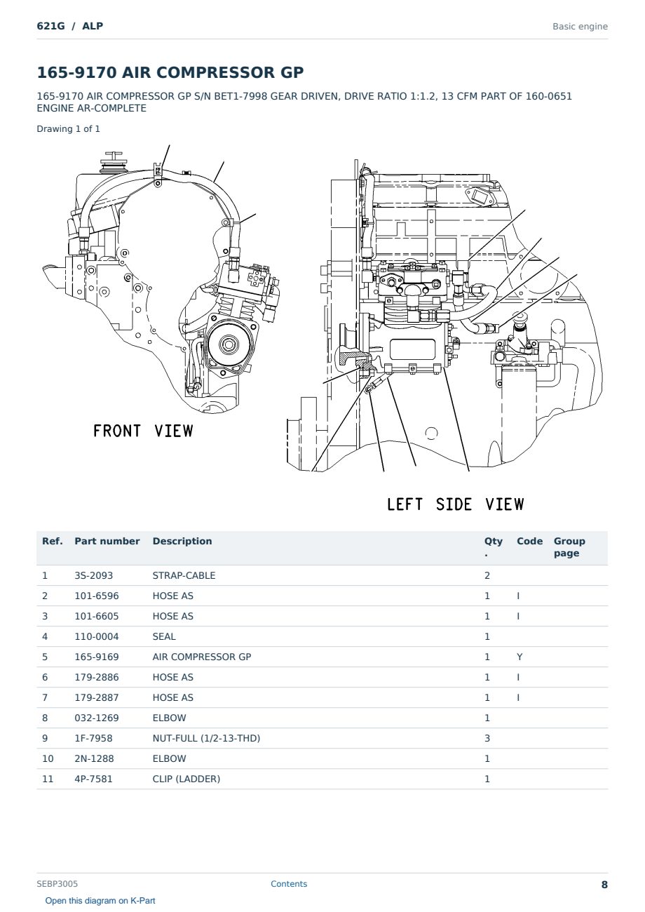 Caterpillar 621G S/N ALP Partsbook SEBP3005 (English) - sample page 8 of 10 Caterpillar 621G S/N ALP Partsbook SEBP3005 (English) - sample page 8 of 10