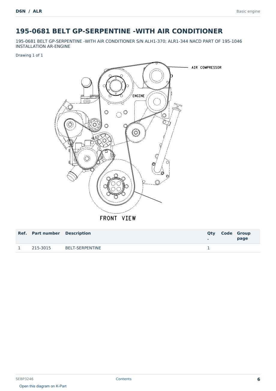 Caterpillar D6N S/N ALR Partsbook SEBP3246 (English) - sample page 6 of 10 Caterpillar D6N S/N ALR Partsbook SEBP3246 (English) - sample page 6 of 10