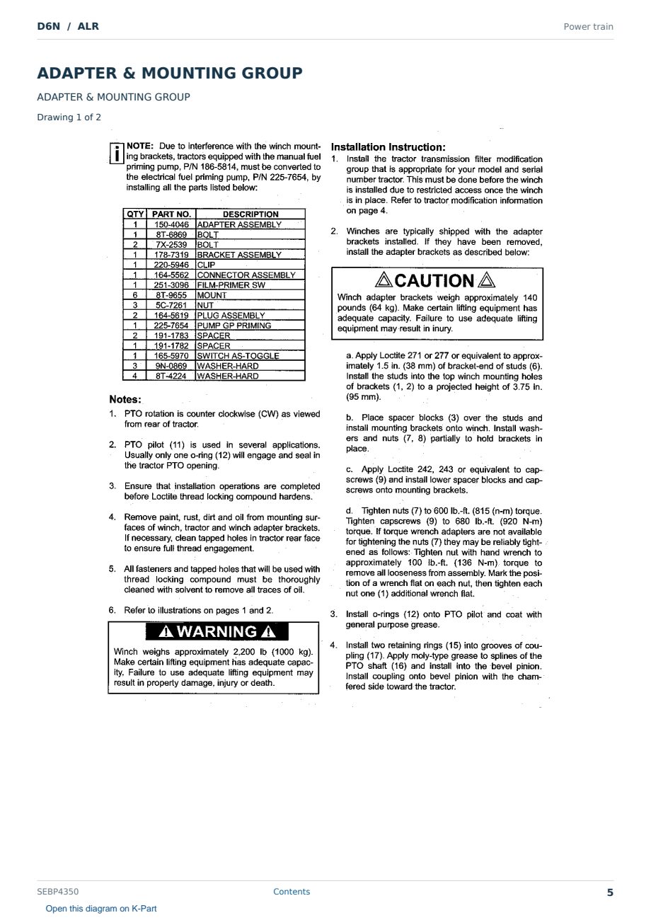 Caterpillar D6N S/N ALR Partsbook SEBP4350 (English) - sample page 5 of 10 Caterpillar D6N S/N ALR Partsbook SEBP4350 (English) - sample page 5 of 10
