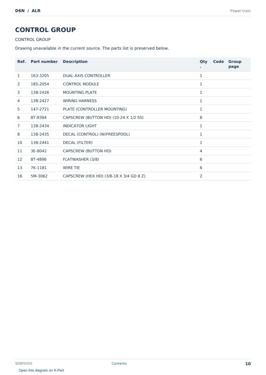 Caterpillar D6N S/N ALR Partsbook SEBP4350 (English) - sample page 10 of 10 Caterpillar D6N S/N ALR Partsbook SEBP4350 (English) - sample page 10 of 10