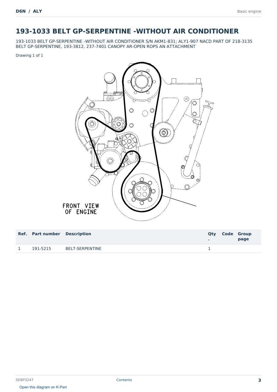 Caterpillar D6N S/N ALY Partsbook SEBP3247 (English) - sample page 3 of 10 Caterpillar D6N S/N ALY Partsbook SEBP3247 (English) - sample page 3 of 10