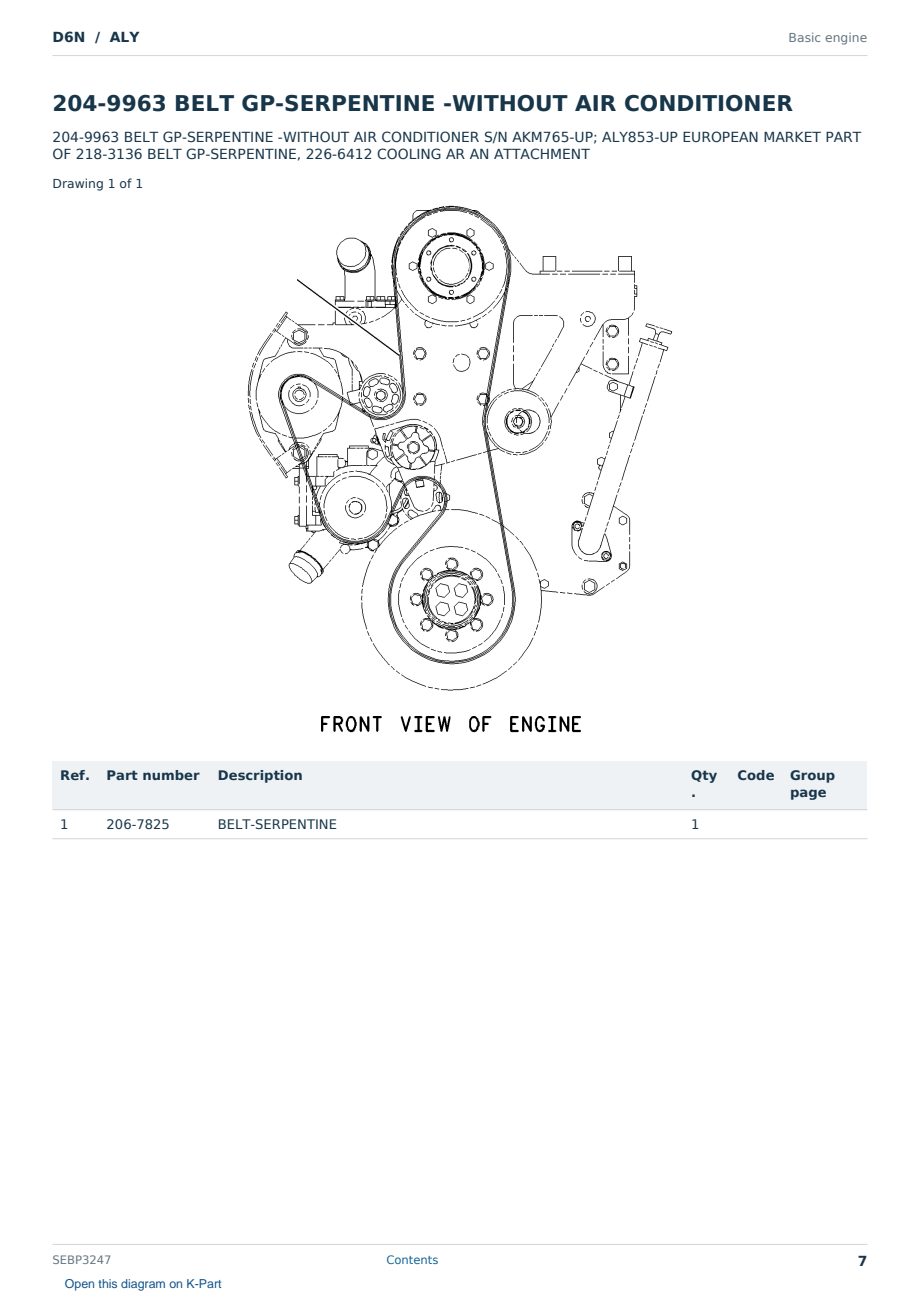 Caterpillar D6N S/N ALY Partsbook SEBP3247 (English) - sample page 7 of 10 Caterpillar D6N S/N ALY Partsbook SEBP3247 (English) - sample page 7 of 10