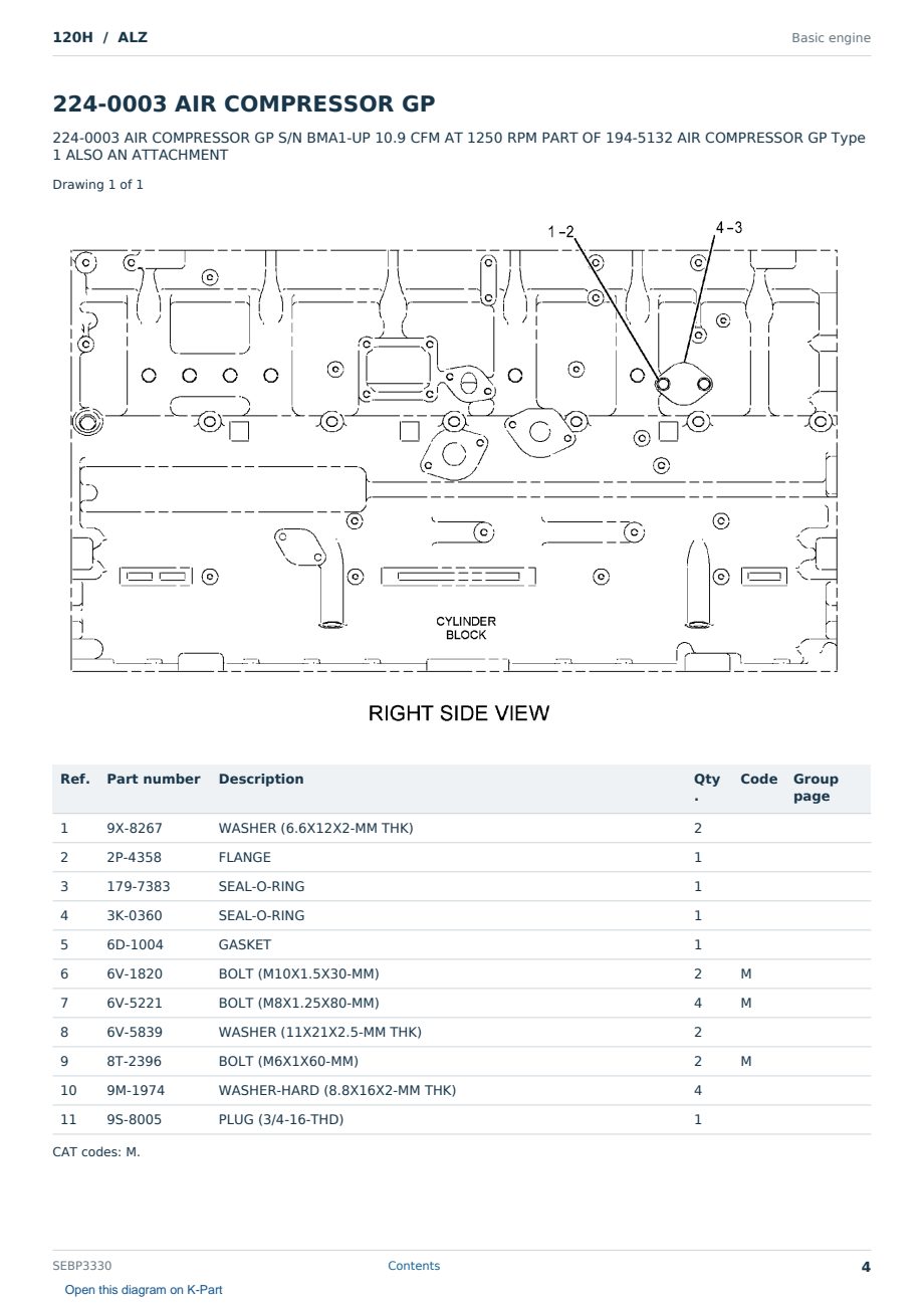 Caterpillar 120H S/N ALZ Partsbook SEBP3330 (English) - sample page 4 of 10 Caterpillar 120H S/N ALZ Partsbook SEBP3330 (English) - sample page 4 of 10