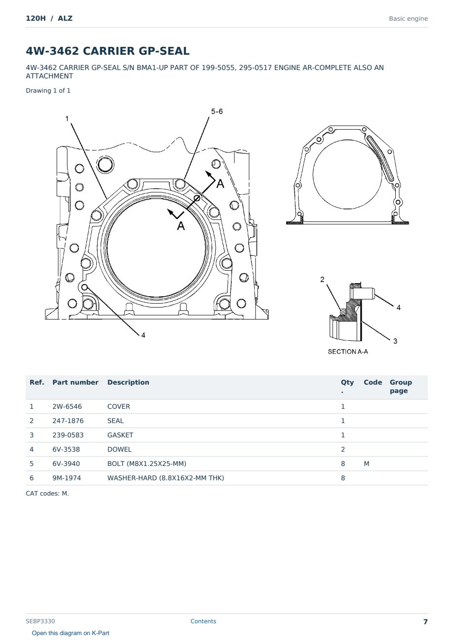 Caterpillar 120H S/N ALZ Partsbook SEBP3330 (English) - sample page 7 of 10 Caterpillar 120H S/N ALZ Partsbook SEBP3330 (English) - sample page 7 of 10