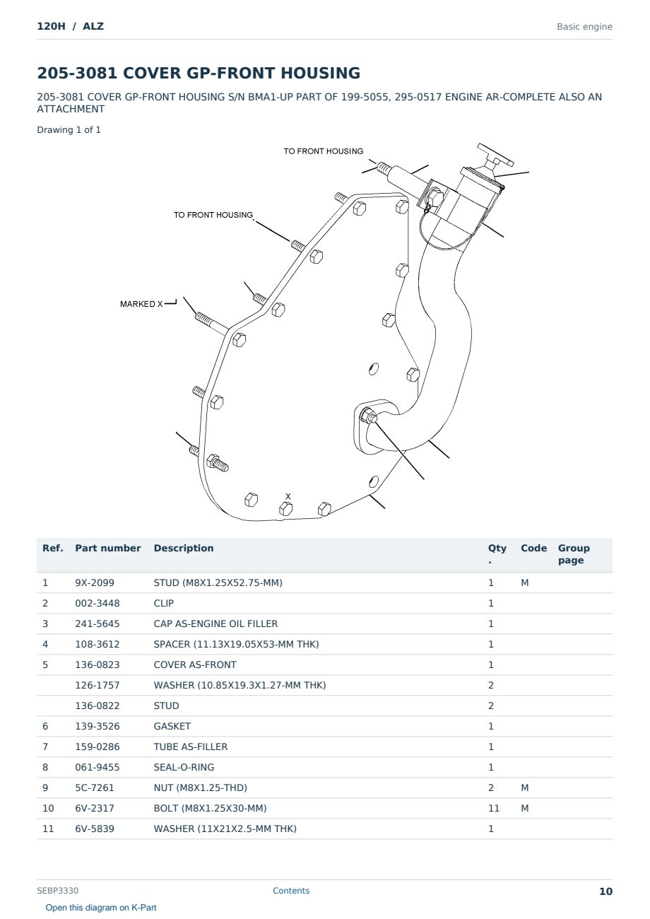 Caterpillar 120H S/N ALZ Partsbook SEBP3330 (English) - sample page 10 of 10 Caterpillar 120H S/N ALZ Partsbook SEBP3330 (English) - sample page 10 of 10